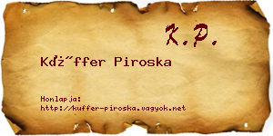 Küffer Piroska névjegykártya